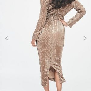 lavish alice sequin embellished midi dress in gold